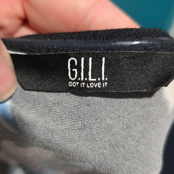 G.I.L.I. Women's Black/Floral One Shoulder Printed Knit Dress Size 1x - Picture 5 of 10